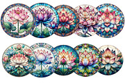Stained Glass Lotus Bundle, an Illustration by Sublimation Artist (Thumbnail 2 of 6)