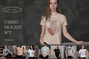 FEMALE T-SHIRT MOCKUP SET, a Shirt Mockup by TrendkeyMockups (Thumbnail 1 of 7)