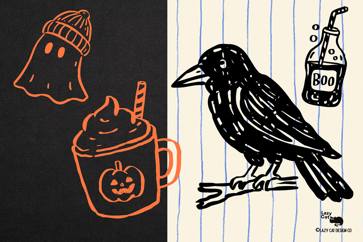 Halloween Hand-Drawn Doodles, an Object Graphic by Lazy Cat (Photo 3 of 7)