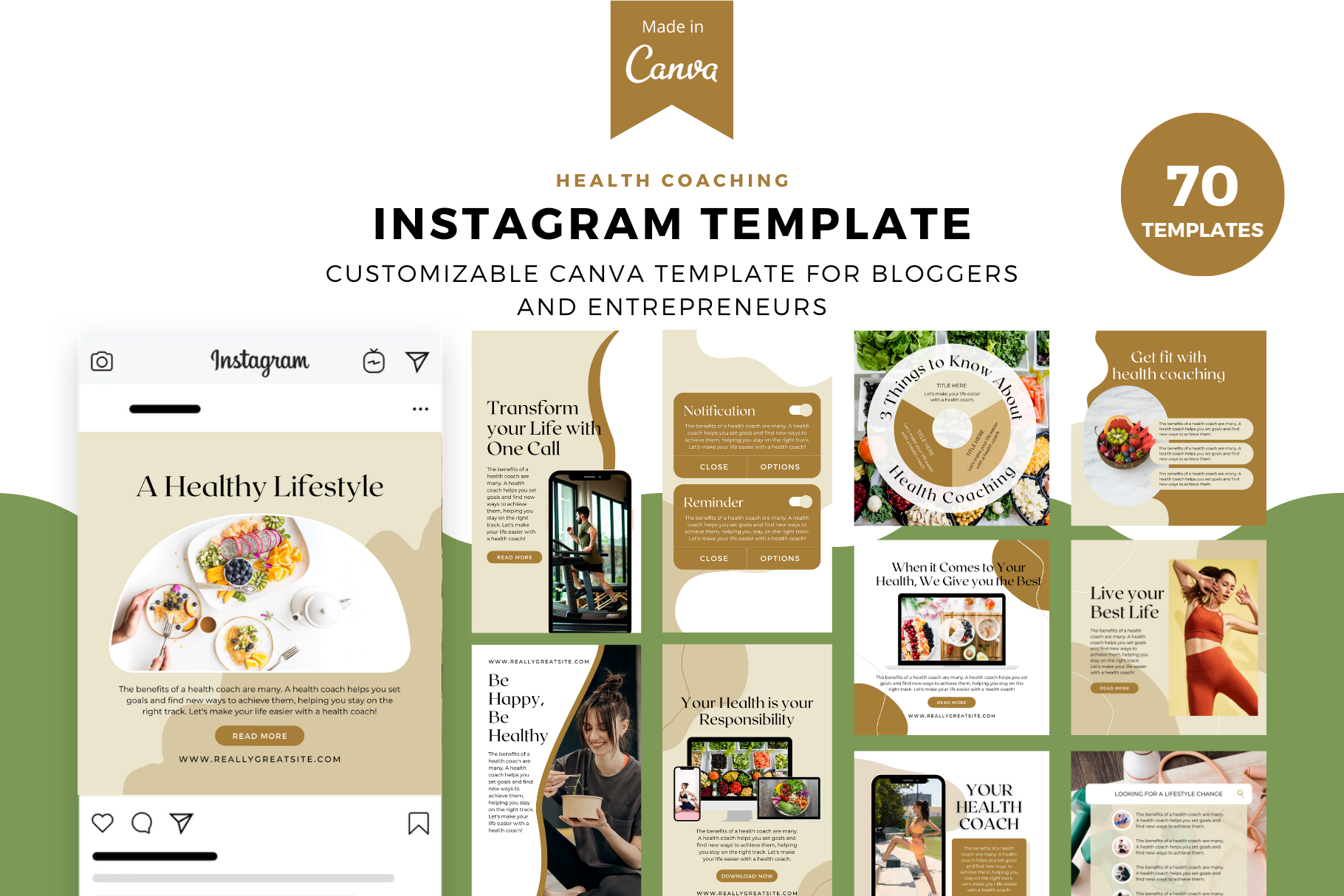 Health Coaching Instagram Templates, a Social Media Template by The ...