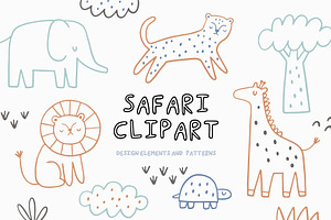 Safari Animals Doodle Clipart