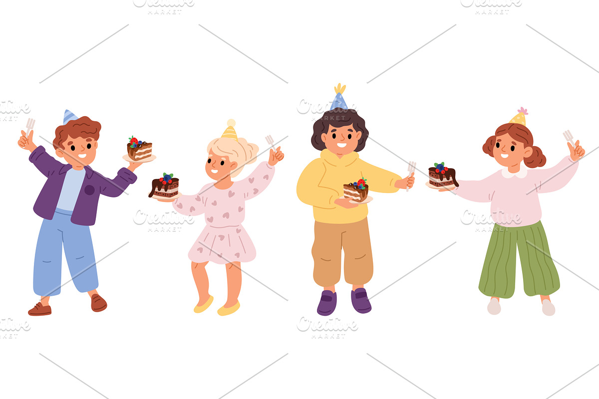 Little girls and boys at party with, a Person Illustration by Vectorbuum