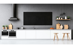 Modern kitchen interior with white, an Architecture Photo by Sergey Kotenev