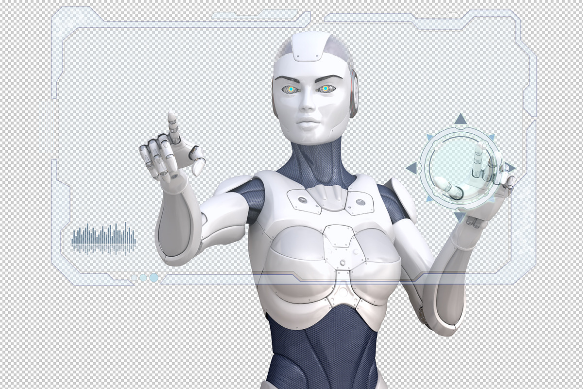 Robot working with Sci-Fi interface, a Finance Illustration by iLexx (Photo 2 of 2)