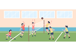 Volleyball competitions scene. Sport, a Person Illustration by LadadikArt