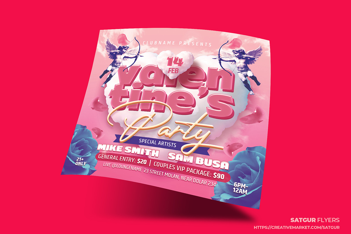 Valentines Day Party Flyer Template, a Flyer Template by Satgur Graphic Design (Photo 5 of 6)