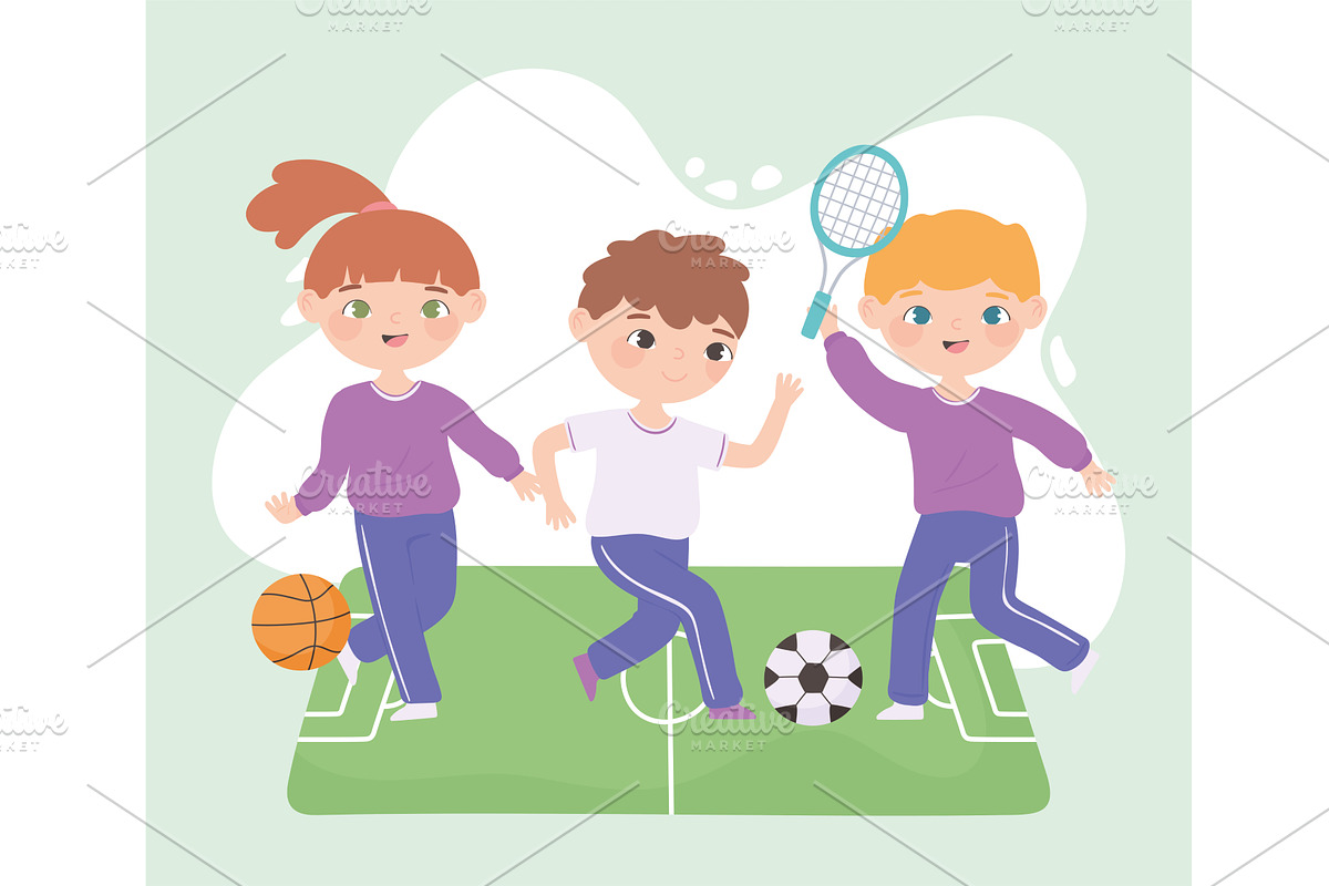 cute kids sport, a Person Illustration by studiogstock