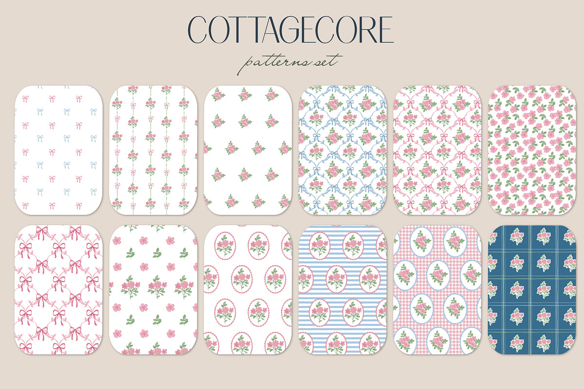 Blooming Cottagecore Dreams Patterns, a Pattern Graphic by Elena Dorosh (Photo 2 of 12)