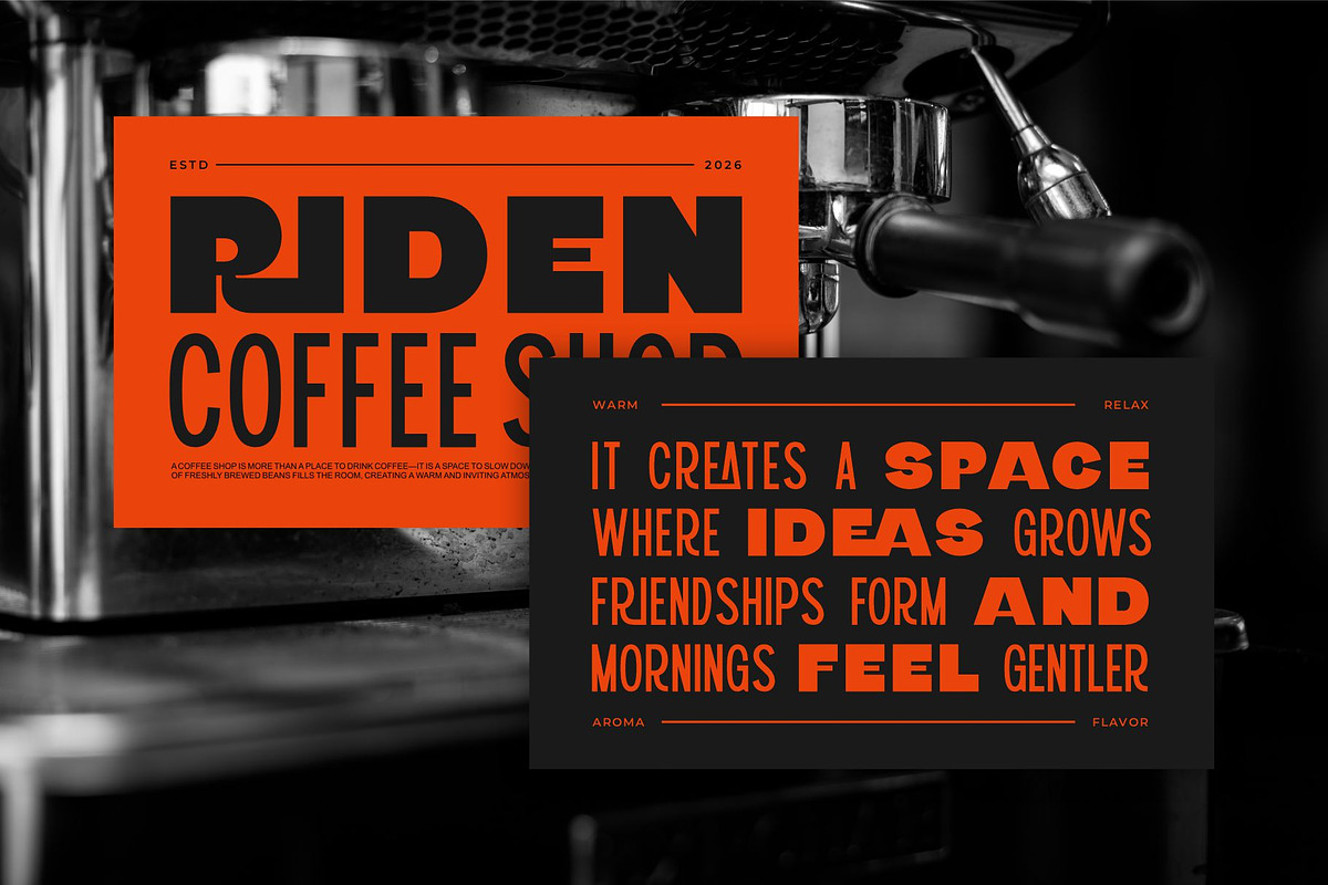 Ravoni || Modern Futuristic Display, a Sans Serif Font by Ermedia Studio (Photo 4 of 10)