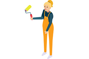 Woman painter vector female worker, a Person Illustration by SiberianArt