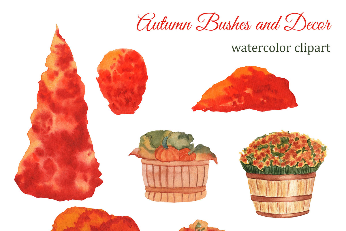 Watercolor autumn houses clipart, an Illustration by s.yanyeva (Photo 6 of 6)