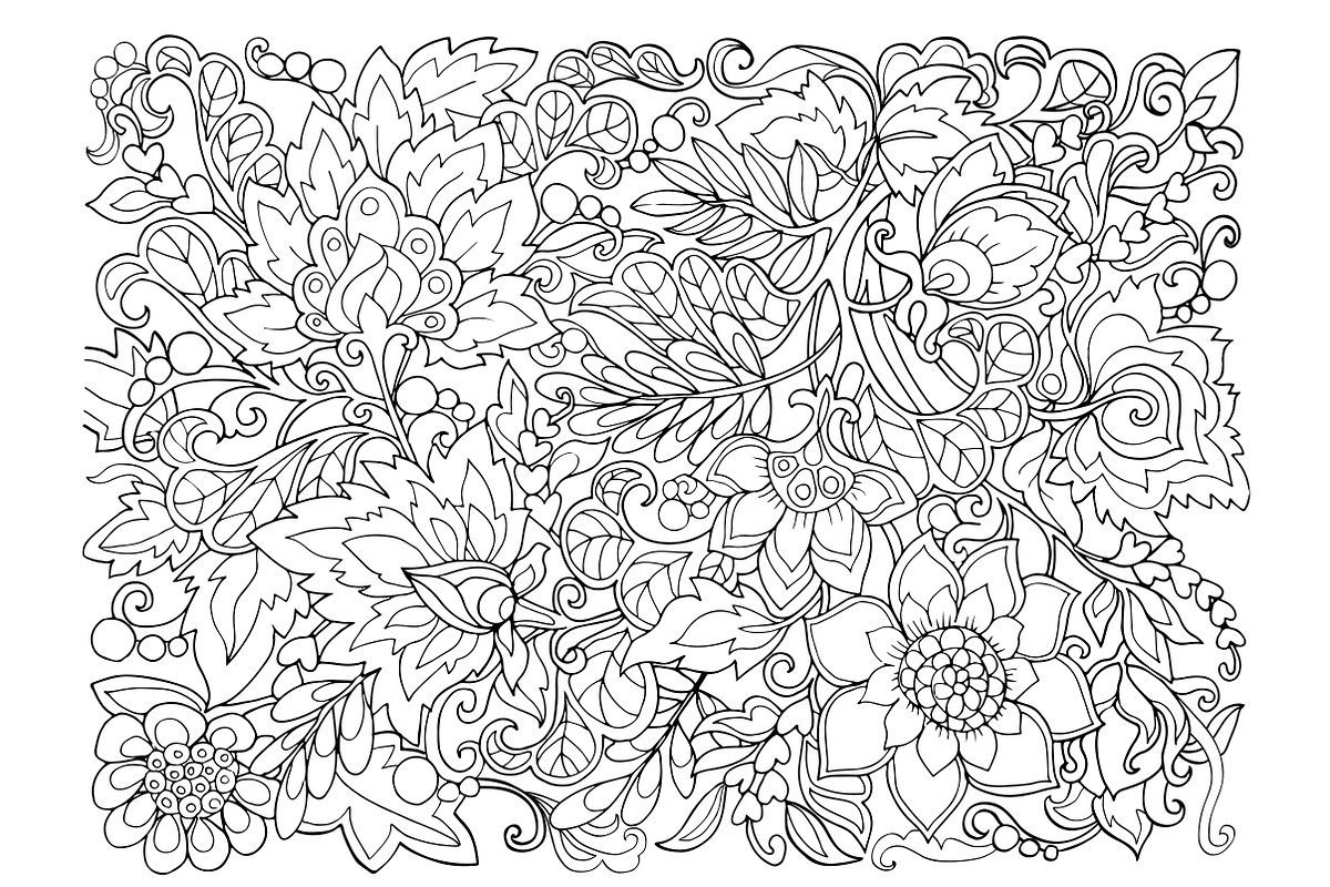 Decorative Flowers - coloring pages, a Decorative Illustration by Elen-Lane (Photo 4 of 5)