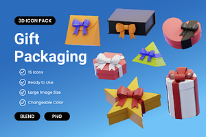 Gift Packaging 3D Icon Pack, an Object 3D Model by Bartama Graphic