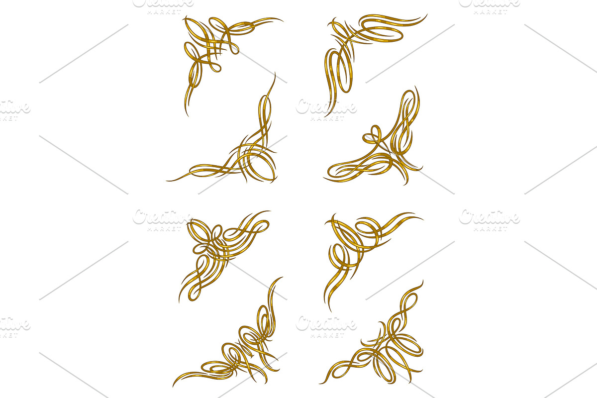 Set of vignette curl elements., a Decorative Illustration by incomible