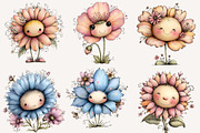 whimsical smiling flower clipart, an Illustration by Designworld (Thumbnail 6 of 6)