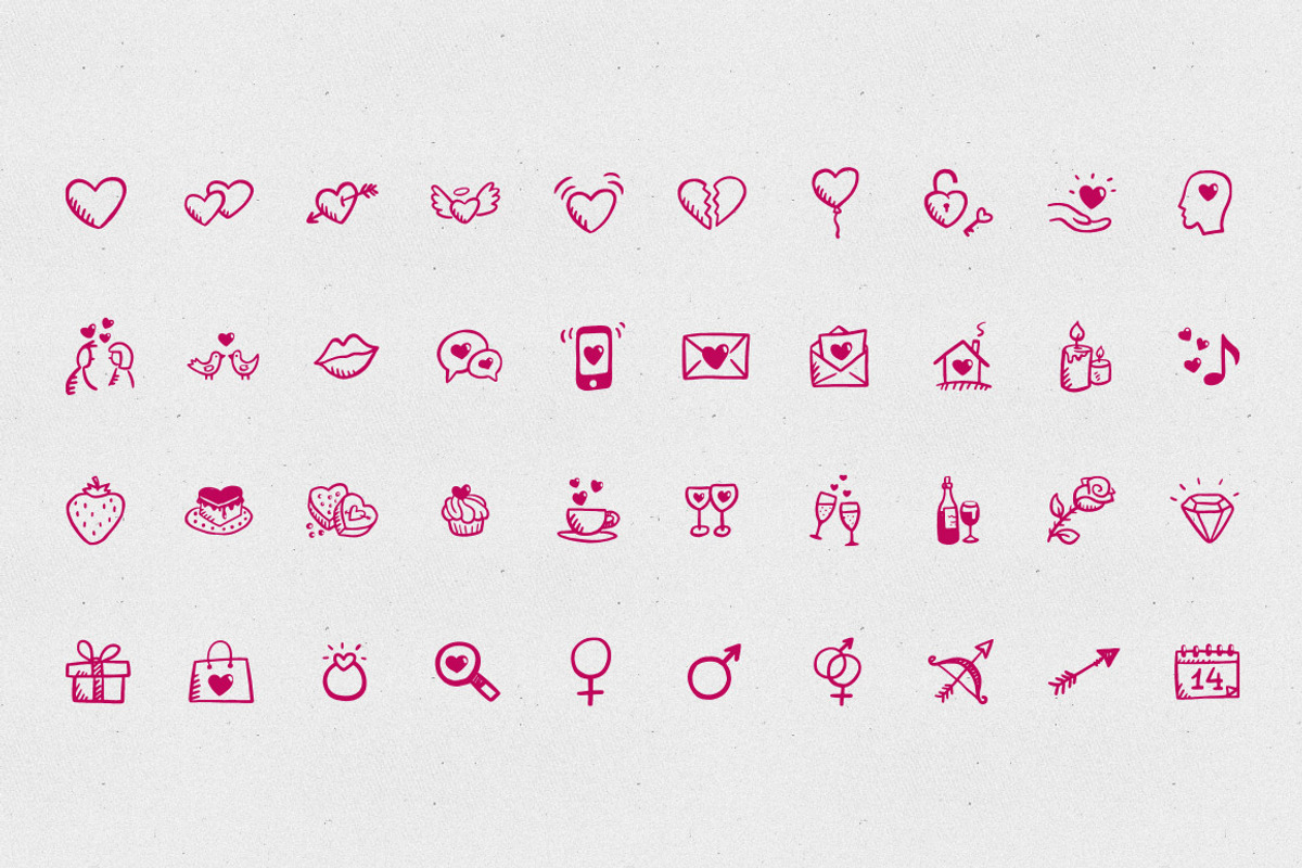 40 Hand-Drawn Valentine's Day Icons, an Icon by Hand-Drawn Goods (Photo 2 of 2)