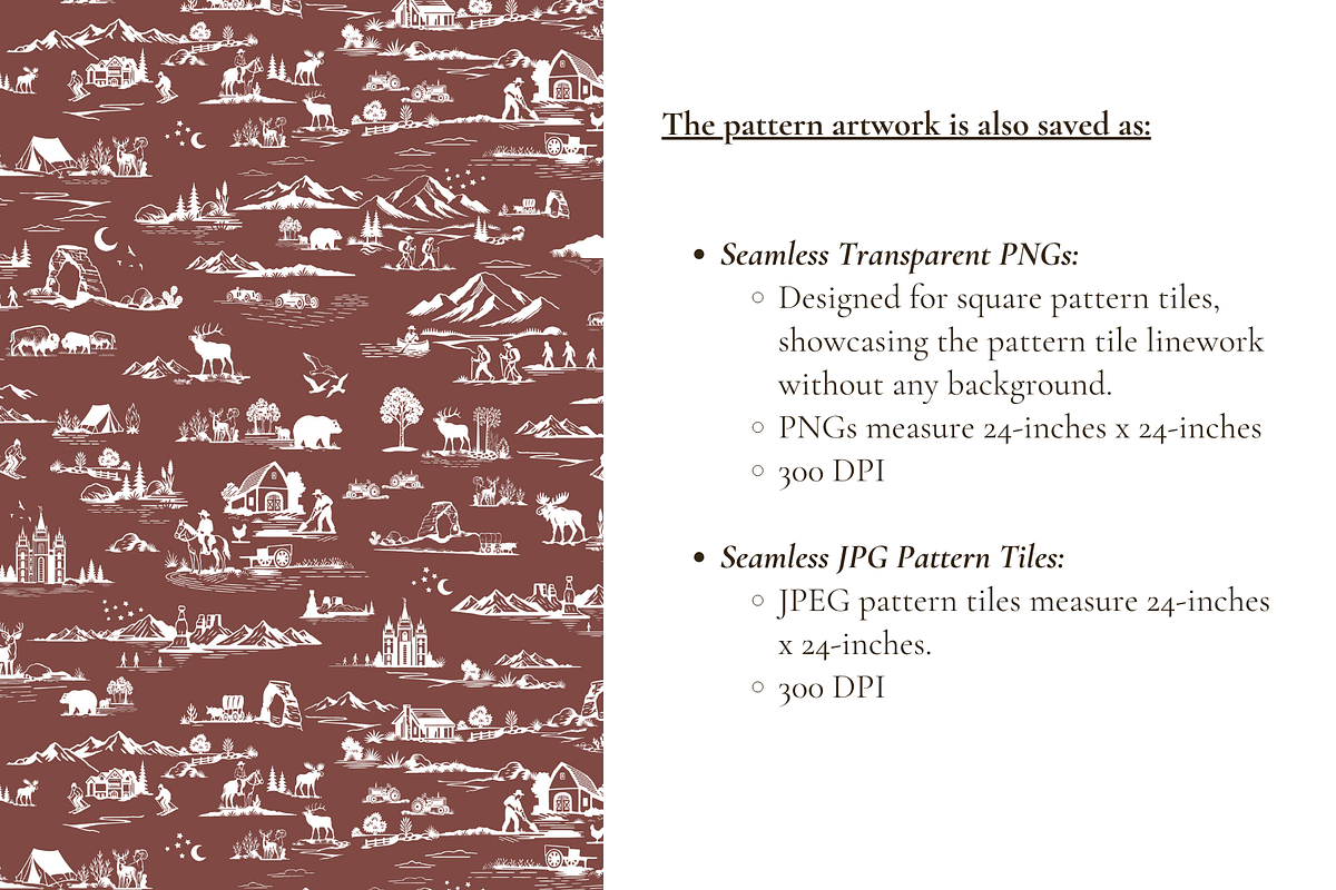 Utah Seamless Toile Pattern Set, a Background Graphic by Hughes Studio (Photo 7 of 8)