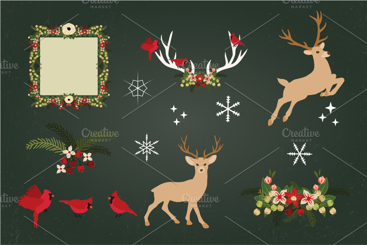 Christmas Deer, Sleigh & Antlers, an Illustration by Kelly Jane Creative (Photo 4 of 5)