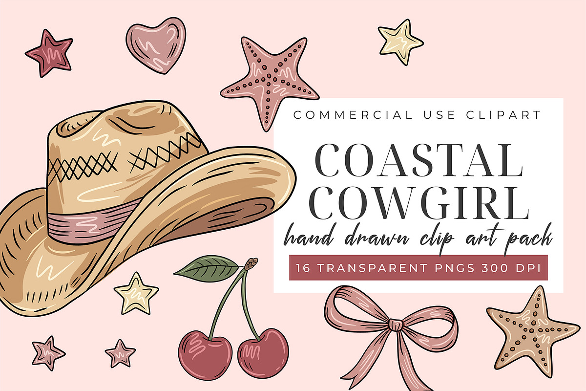 Coastal Cowgirl Clipart PNG Set, an Object Graphic by Printable Pretty Studio (Photo 2 of 4)