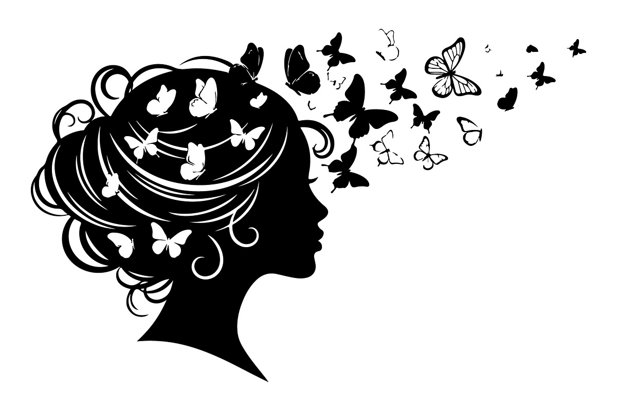 Woman Butterfly Hair Silhouette, an Object Illustration by yasushie (Photo 28 of 31)