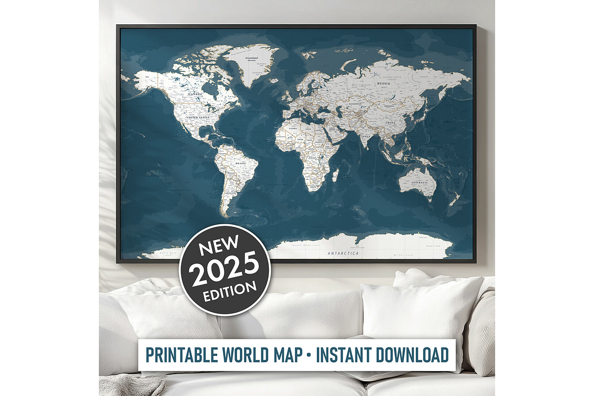 Vector World Map - Large&Detailed, a Decorative Illustration by PorcuPen Works (Photo 6 of 8)