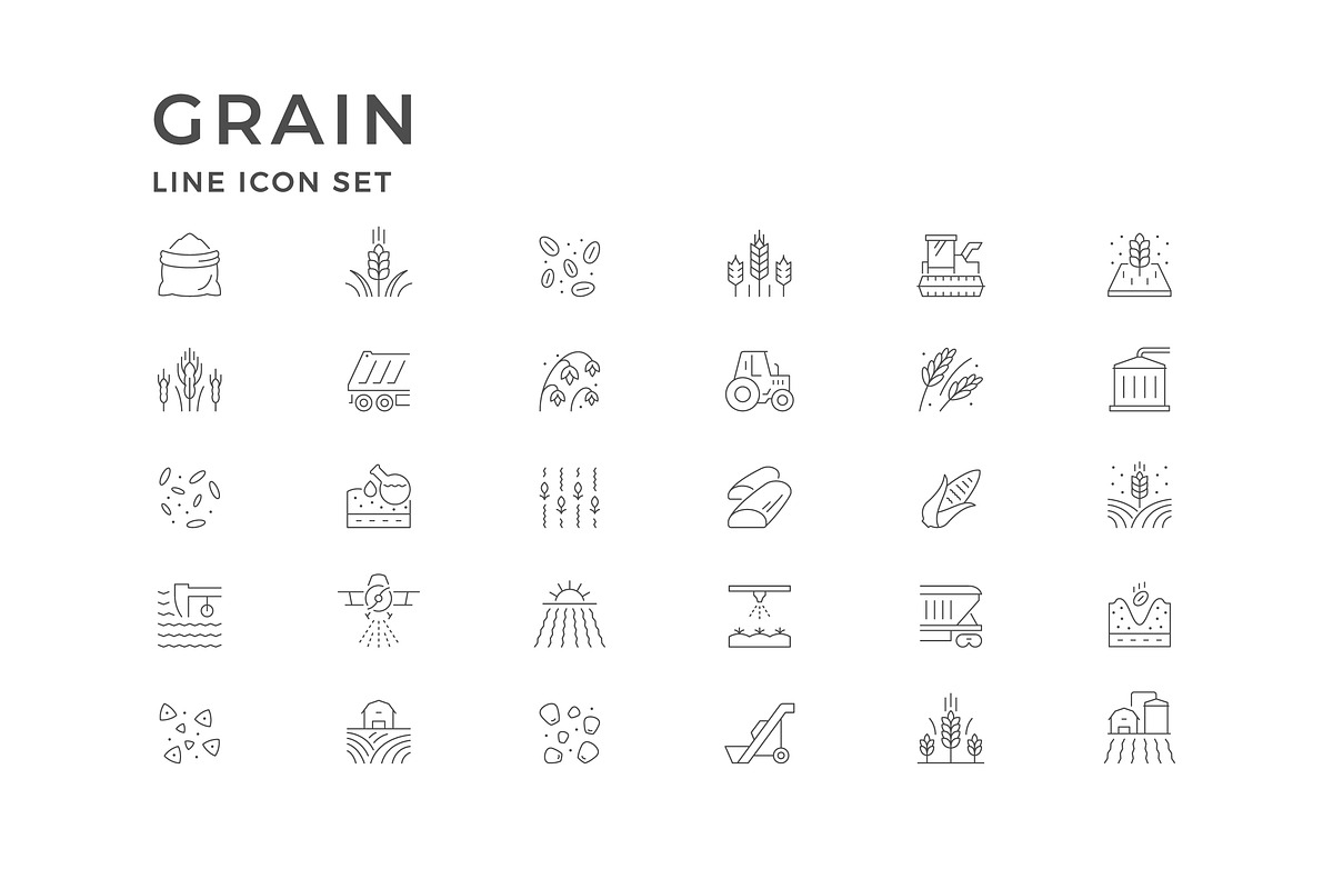 Set line icons of grain, an Outline Icon by motorama (Photo 2 of 2)