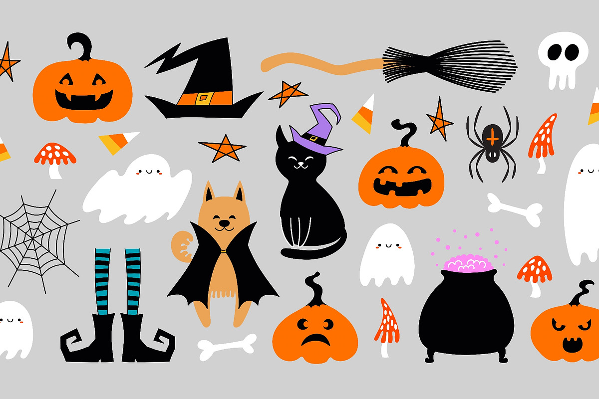 Cute Halloween illustration set, a Seasonal Illustration by sceptical cactus (Photo 2 of 3)