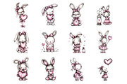 Whimsical Valentine Rabbit Clipart, an Illustration by Design Market (Thumbnail 2 of 3)