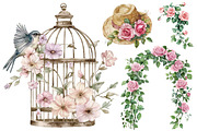 Pink Garden Watercolor Clipart, an Illustration by CitraGraphics (Thumbnail 5 of 5)