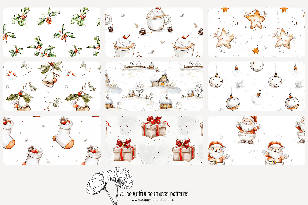 70 white Christmas seamless pattern, a Pattern Graphic by Poppy Lane Studio (Photo 9 of 10)