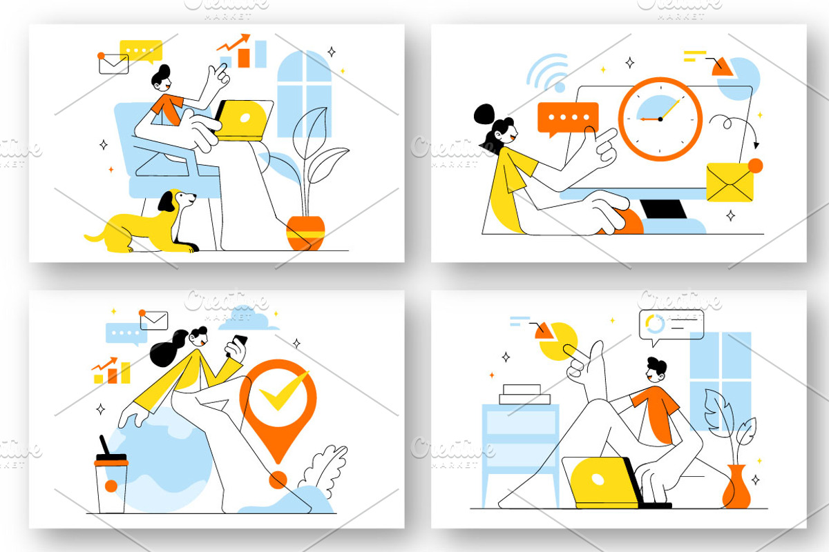 10 Home Remote Working Setup, a Finance Illustration by denayunebgt (Photo 3 of 4)