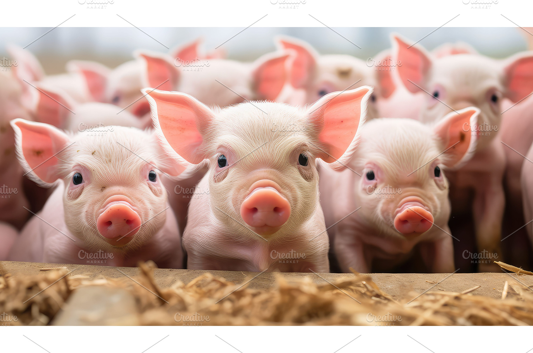 plump young pig farm ai generated, an Animal Photo by pikepicture