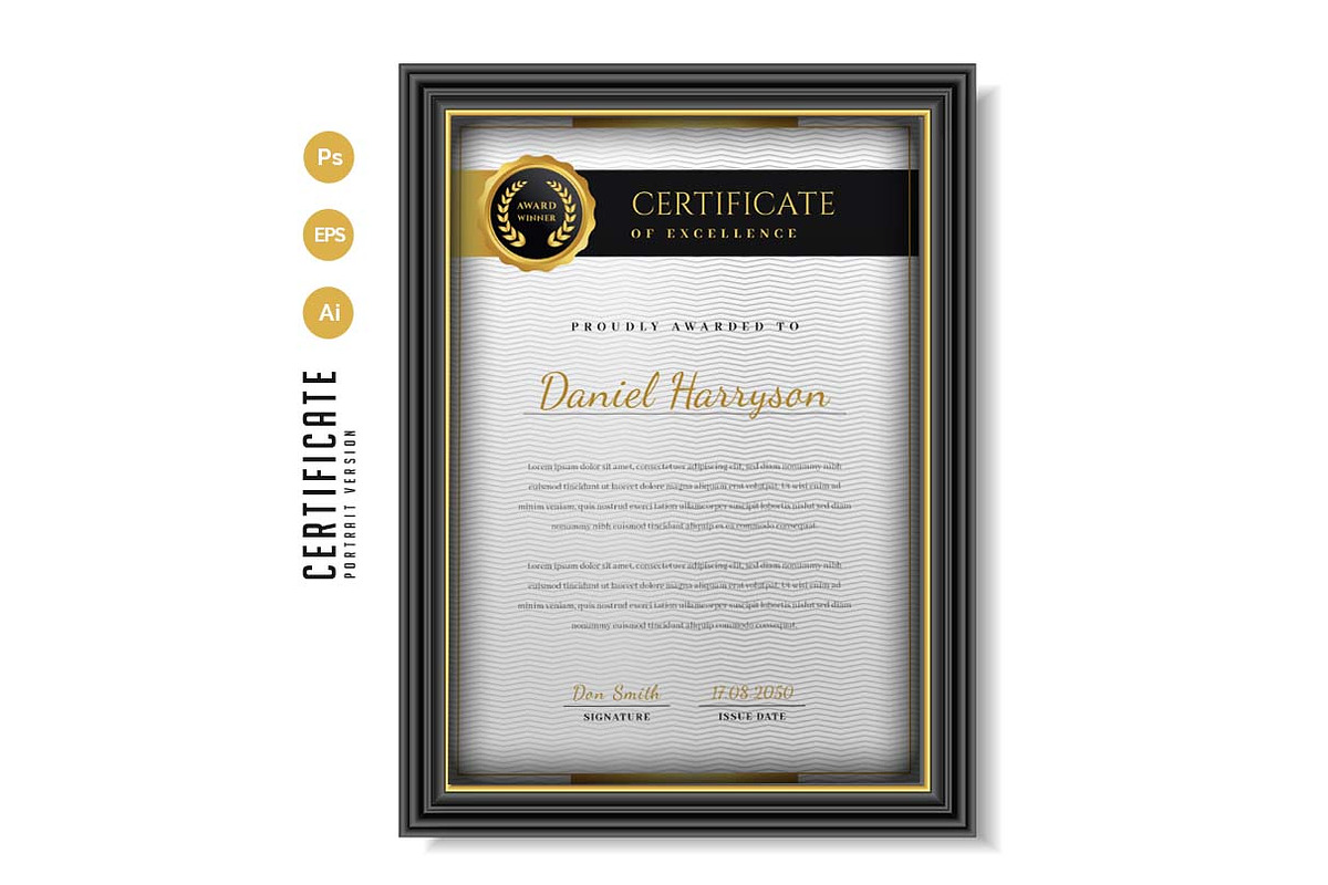 374. Modern Certificate Template, a Stationery Template by CreativeRezwan (Photo 3 of 3)