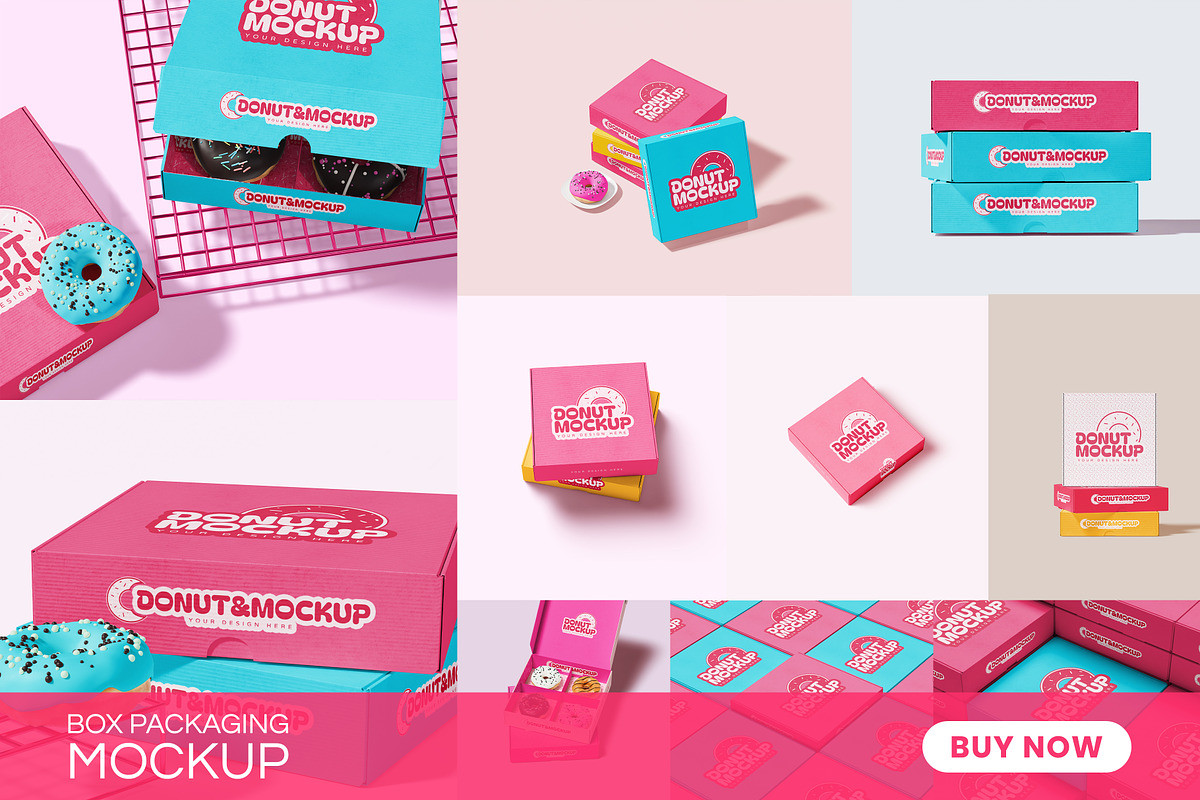 Bakery box packaging mockup, a Packaging Mockup by Mockthethics. (Photo 1 of 11)