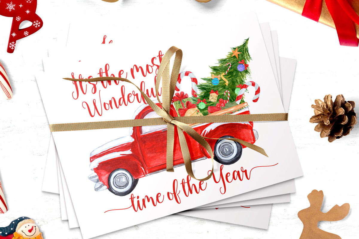 Christmas Red Truck Sublimation, an Illustration by vivastarkids (Photo 3 of 6)