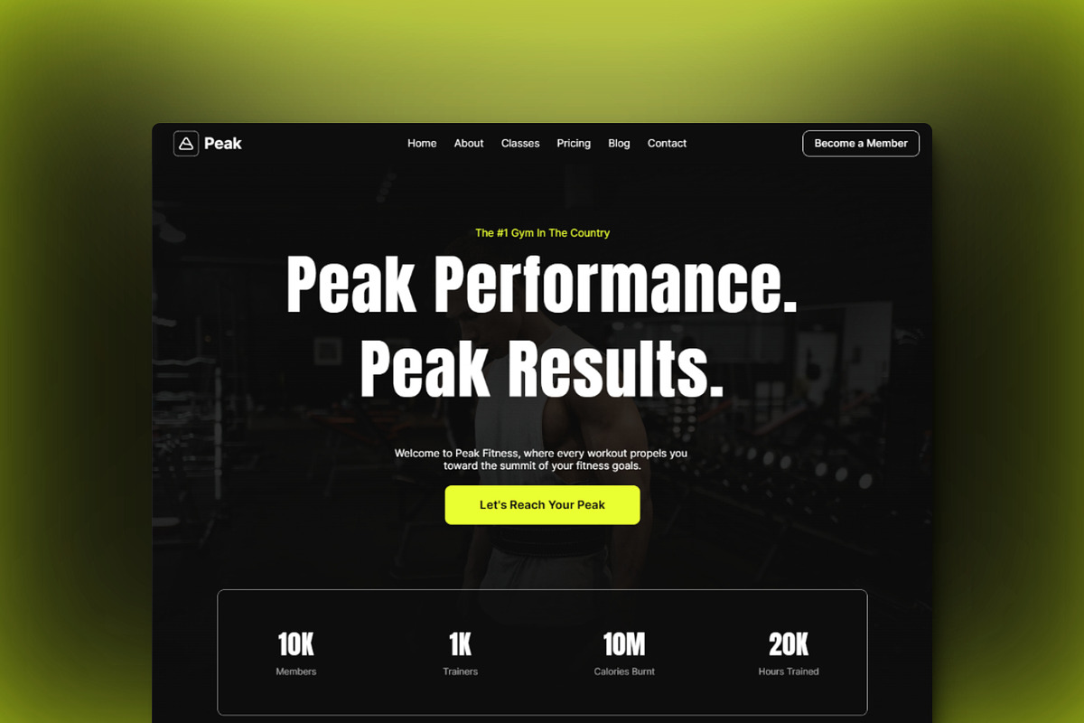 Peak - Fitness Gym Framer Template, a Landing Page Template by THdesign (Photo 1 of 4)
