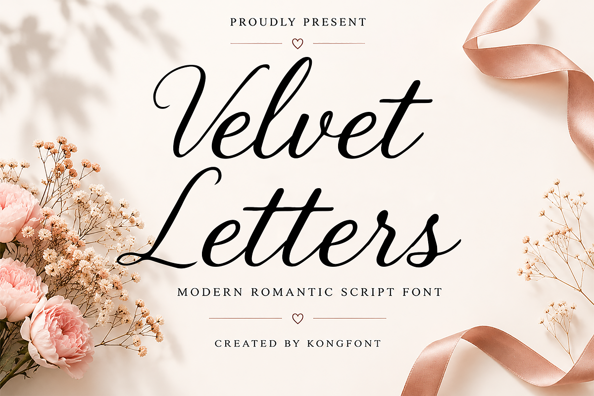 Velvet Letters - Modern Script Font, a Script Font by overlaytemplates (Photo 1 of 5)
