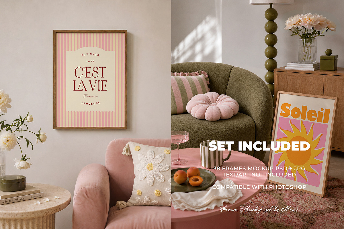 Blush Olive Room Frames Mockups, a Household Mockup by Muse Mockups (Photo 10 of 19)
