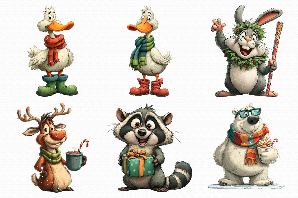 Quirky Christmas Animals Clipart, an Illustration by Libby Wishes (Photo 5 of 7)