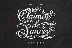 Claimus de Sances | Tattoo Script, a Script Font by Denustudios