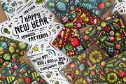7 New Year Cartoon Seamless Patterns, a Pattern Graphic by BALABOLKA (Thumbnail 1 of 8)