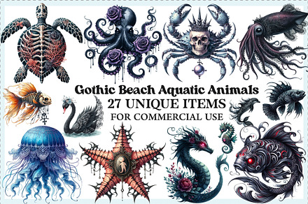 Summer Gothic Beach Aquatic Animals
