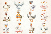 Watercolor Silly Goose Clipart, an Illustration by Dream Creation (Thumbnail 2 of 4)