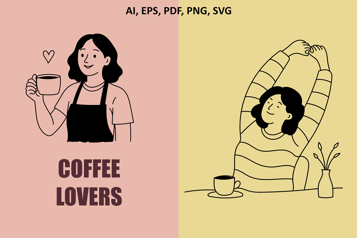 35 Cafe | Coffee vector Illustration, a Person Illustration by aivos (Photo 3 of 6)