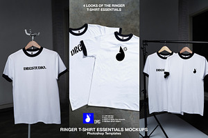 Ringer T-shirt Essentials Mockups, a Shirt Mockup by made_by_nope