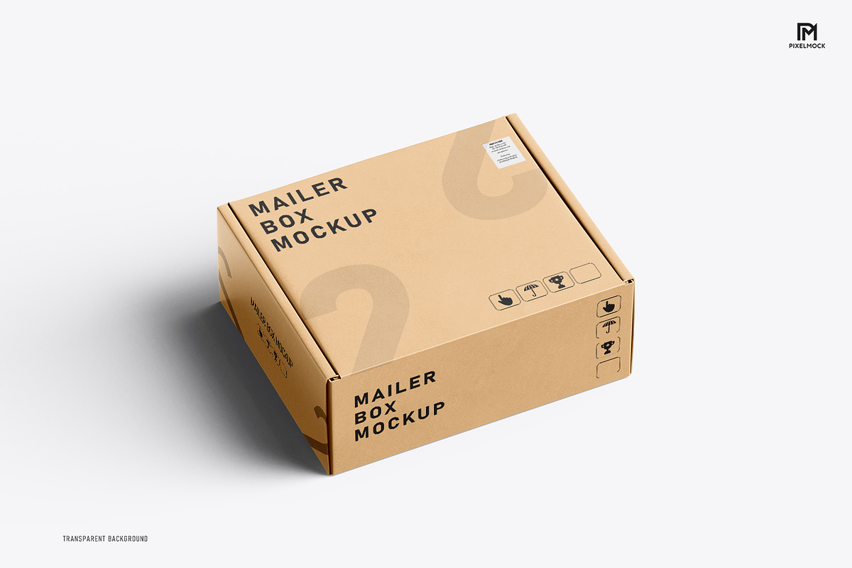 Square Kraft Mailer Box Mockup Set, a Packaging Mockup by pixelmock (Photo 11 of 19)
