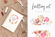 Watercolor Knitting Set Clipart, a Texture Illustration by YuliyaArtGarden (Thumbnail 4 of 8)