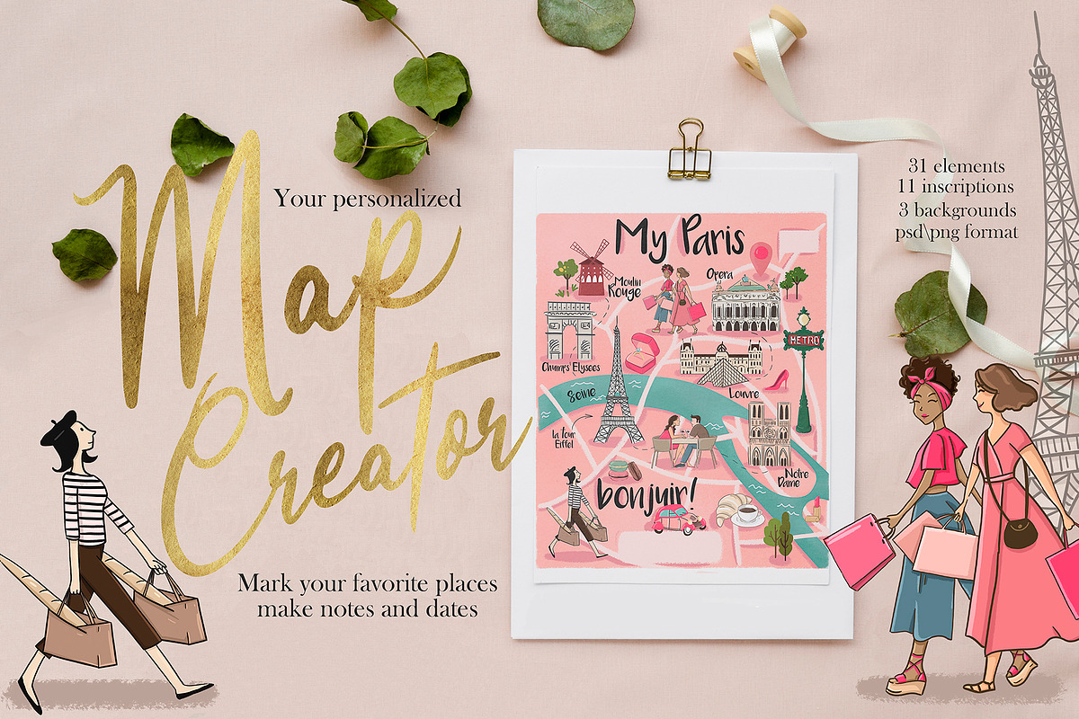 Your map creator Paris, a Decorative Illustration by Marine art (Photo 1 of 4)