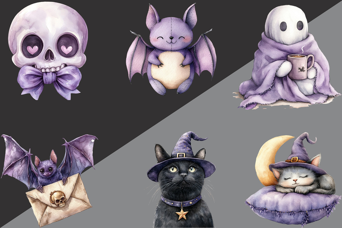 Watercolor Lavender Halloween, an Illustration by Black Bird Studio (Photo 2 of 6)