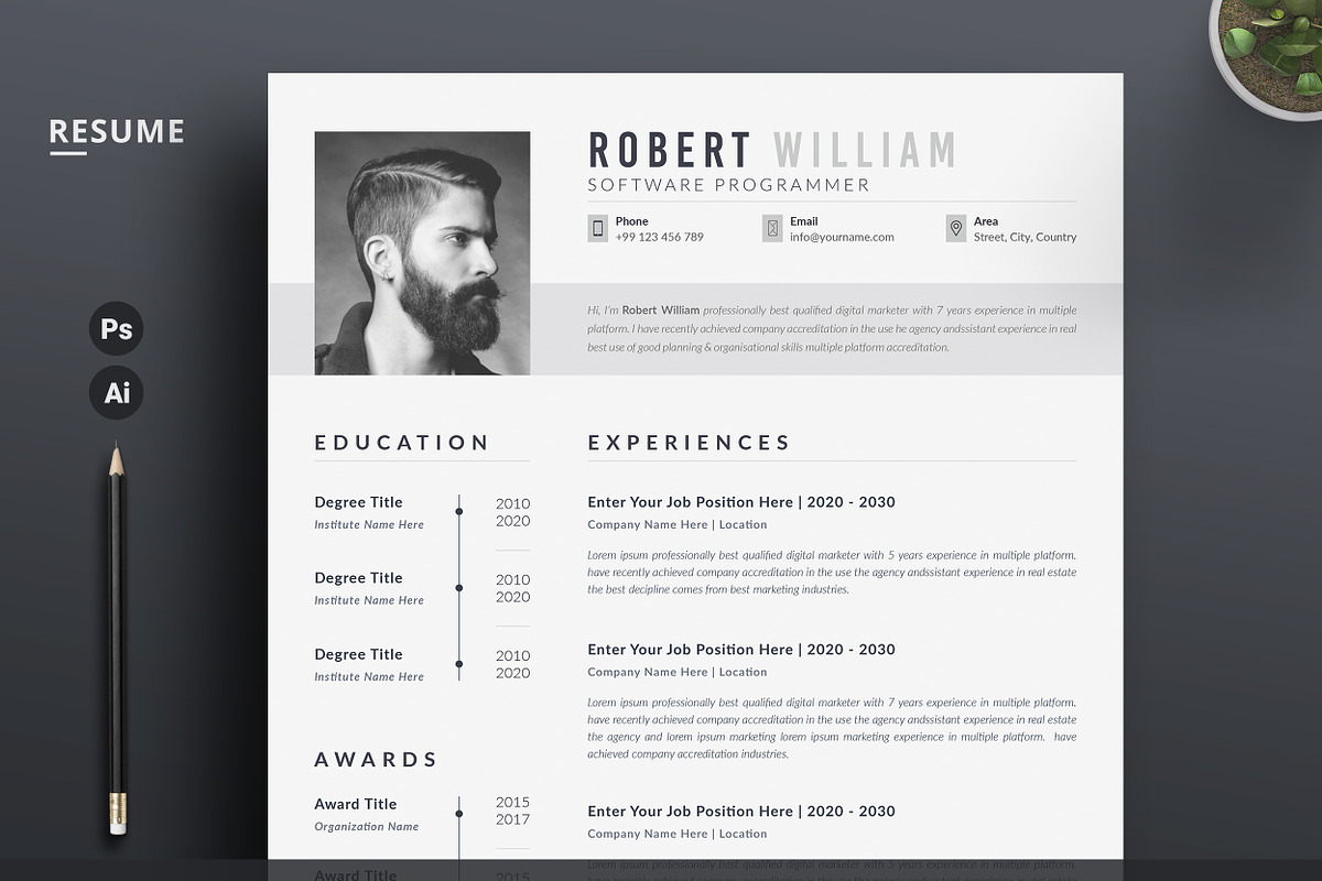 Professional Resume/CV Word, a Resume Template by ResumeDevisers (Photo 2 of 4)